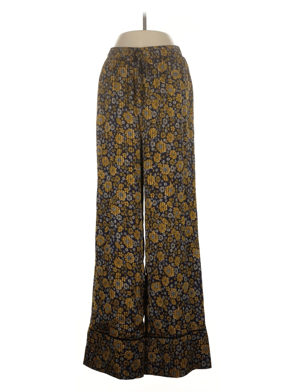 Lost + Wander Navy and Mustard Floral Wide-Leg Pants